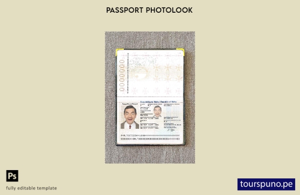 Plantilla de apariencia de foto de pasaporte de Malta lista para imprimir